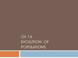 Ch 16 Evolution of populations