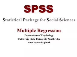 SPSS S tatistical  P ackage for