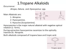 1.Tropane Alkaloids Occurrence: