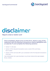 barclaycard commercial Report a lost or stolen card On