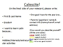 PPT-Calescite ! On the lined side of your