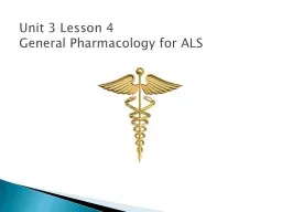 Unit 3 Lesson  5 General Pharmacology for ALS