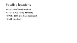 Possible locations BE-BI (