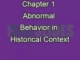 Chapter 1 Abnormal Behavior in Historical Context