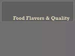 Food Flavors & Quality