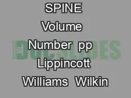 SPINE Volume  Number  pp   Lippincott Williams  Wilkin