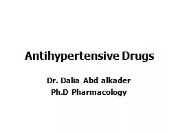 Antihypertensive Drugs Dr. Dalia