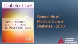 Standards of Medical Care in Diabetes - 2018