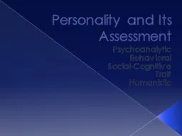 Personality and Its Assessment