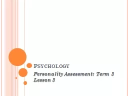 Psychology Personality Assessment: Term 3 Lesson 3