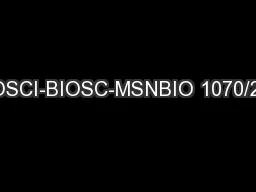 NROSCI-BIOSC-MSNBIO 1070/2070