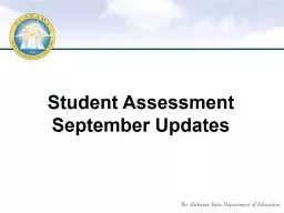 Student Assessment  September Updates