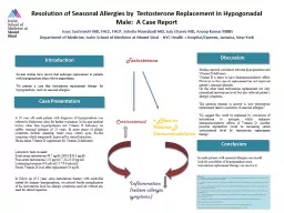 Resolution of Seasonal Allergies by  Testosterone Replacement in