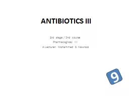 ANTIBIOTICS  III  3rd  stage / 2nd  course