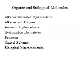 Alkanes : Saturated  Hydrocarbons