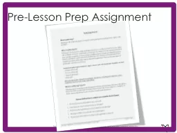 Pre-Lesson Prep Assignment