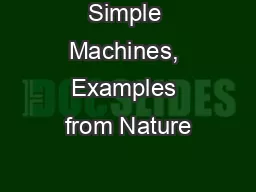 Simple Machines, Examples from Nature