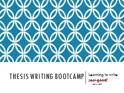 Thesis writing  booTcamp