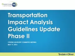 Transportation Impact Analysis Guidelines Update