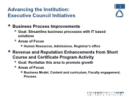 PPT-Advancing the Institution: