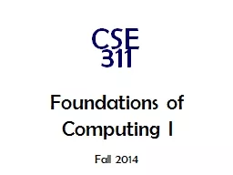 Foundations of Computing I