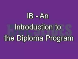 IB - An Introduction to the Diploma Program