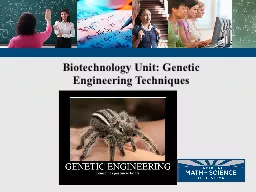 Biotechnology Unit: Genetic Engineering Techniques