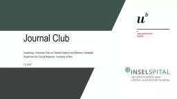 PPT-Journal Club Hepatology, University Clinic for Visceral Surgery and Medicine,