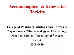 Acetaminophen &  Salicylates Toxicity