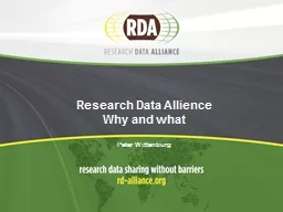 Research Data  Allience Why and what