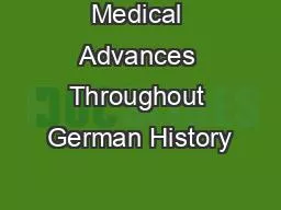 Medical Advances Throughout German History