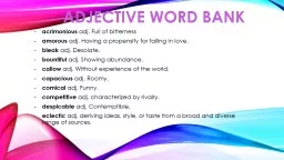 Adjective Word Bank acrimonious