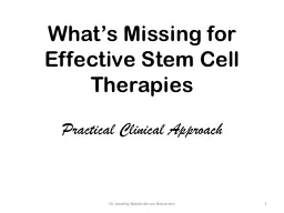 What’s Missing for Effective Stem Cell Therapies