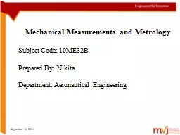 Mechanical Measurements and Metrology