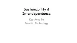 Sustainability &  Interdependance