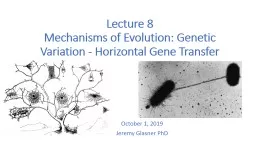 Lecture 8 Mechanisms  of Evolution: Genetic Variation - Horizontal Gene Transfer