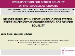 GENDER EQUALITY IN CROATIAN EDUCATION SYSTEM