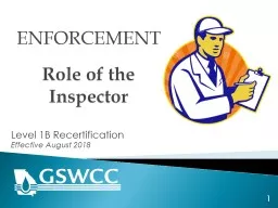 Role of the Inspector 1 Enforcement
