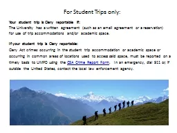 Your student trip is  Clery