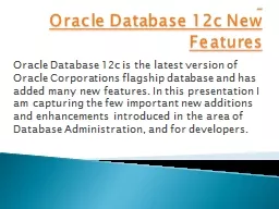   Oracle Database 12c New Features