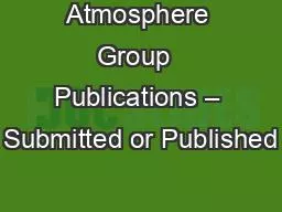Atmosphere Group  Publications – Submitted or Published