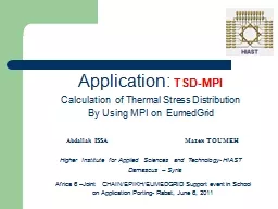 Application:  TSD-MPI Calculation  of Thermal Stress Distribution