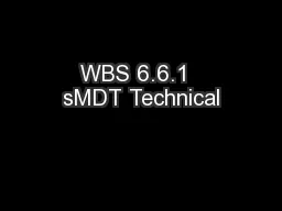 WBS 6.6.1  sMDT Technical