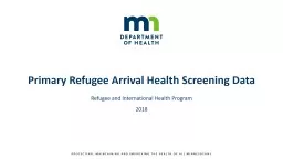 Primary Refugee Arrival Health Screening Data