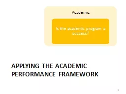 Applying the Academic Performance Framework