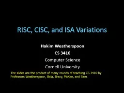 RISC, CISC, and ISA Variations