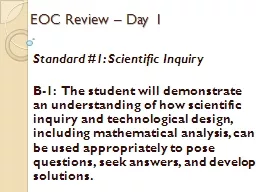 EOC Review – Day 1 Standard #1: Scientific Inquiry