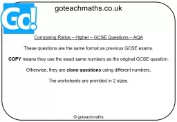 Comparing Ratios – Higher – GCSE Questions – AQA