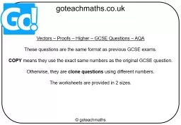 Vectors – Proofs – Higher – GCSE Questions – AQA