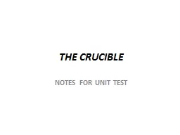 THE CRUCIBLE NOTES FOR UNIT TEST